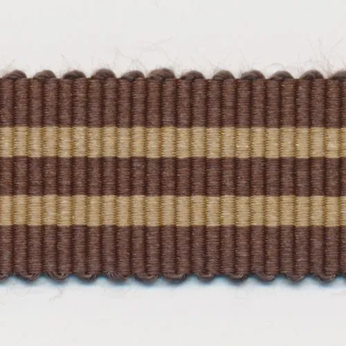 Stripe Grosgrain Ribbon #11 Dark Brown & Sand Beige