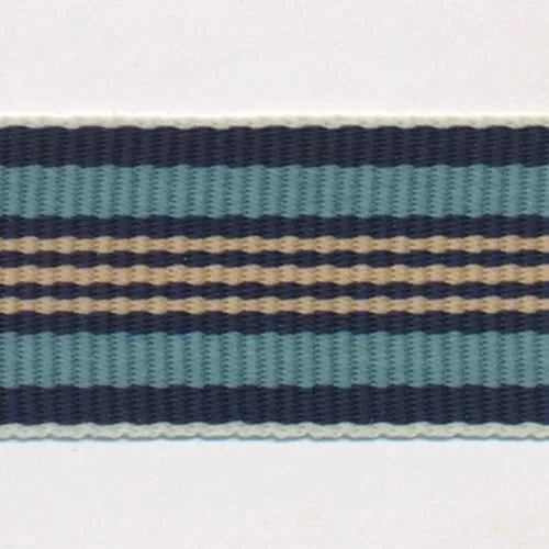 Stripe Grosgrain Ribbon #14 Navy & Sax & Beige
