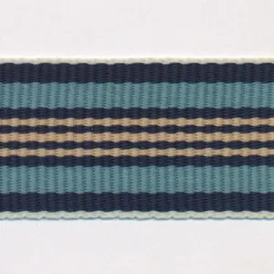 Stripe Grosgrain Ribbon #14 Navy & Sax & Beige