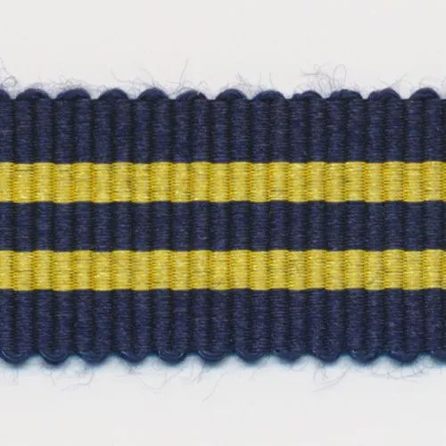 Stripe Grosgrain Ribbon #18 Night Blue & Saffron