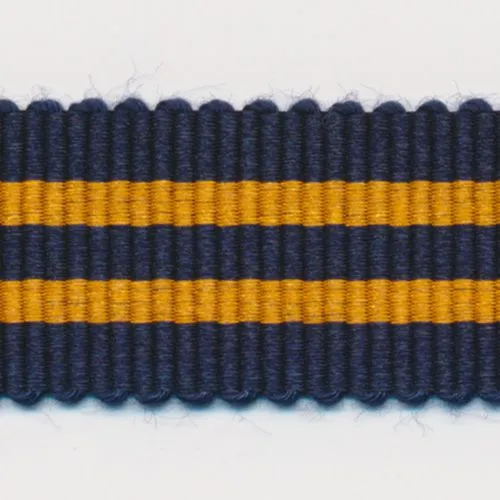 Stripe Grosgrain Ribbon #19 Night Blue & Orange