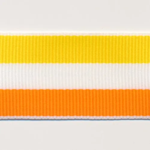 Stripe Grosgrain Ribbon #24 Yellow & White & Orange