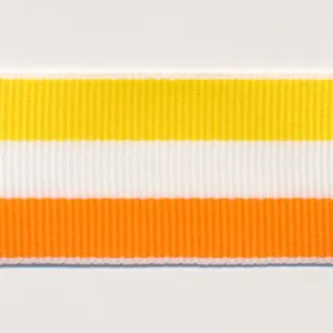 Stripe Grosgrain Ribbon #24 Yellow & White & Orange