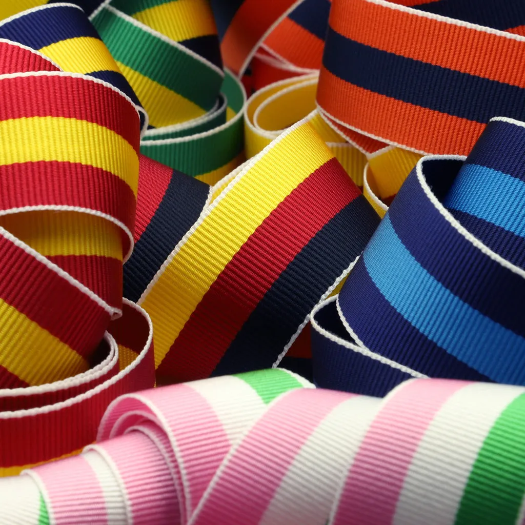 Stripe Grosgrain Ribbon #24 Yellow & White & Orange