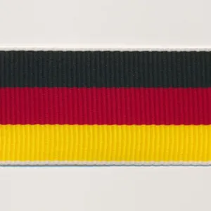 Stripe Grosgrain Ribbon #29 Black & Rose Red & Yellow