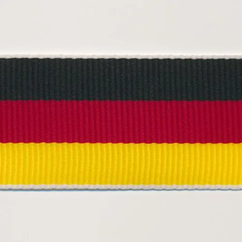Stripe Grosgrain Ribbon #29 Black & Rose Red & Yellow