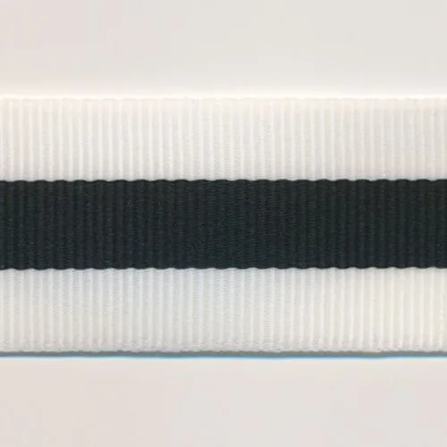 Stripe Grosgrain Ribbon #32 White & Black