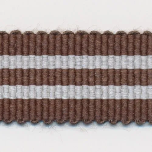 Stripe Grosgrain Ribbon #5 Dark Brown & Off White