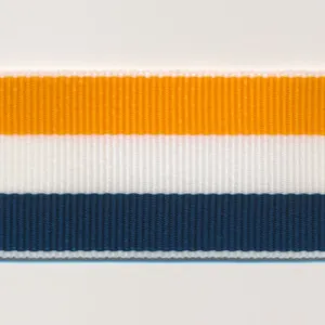 Stripe Grosgrain Ribbon #9 Orange & White & Blue Green