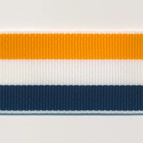 Stripe Grosgrain Ribbon #9 Orange & White & Blue Green