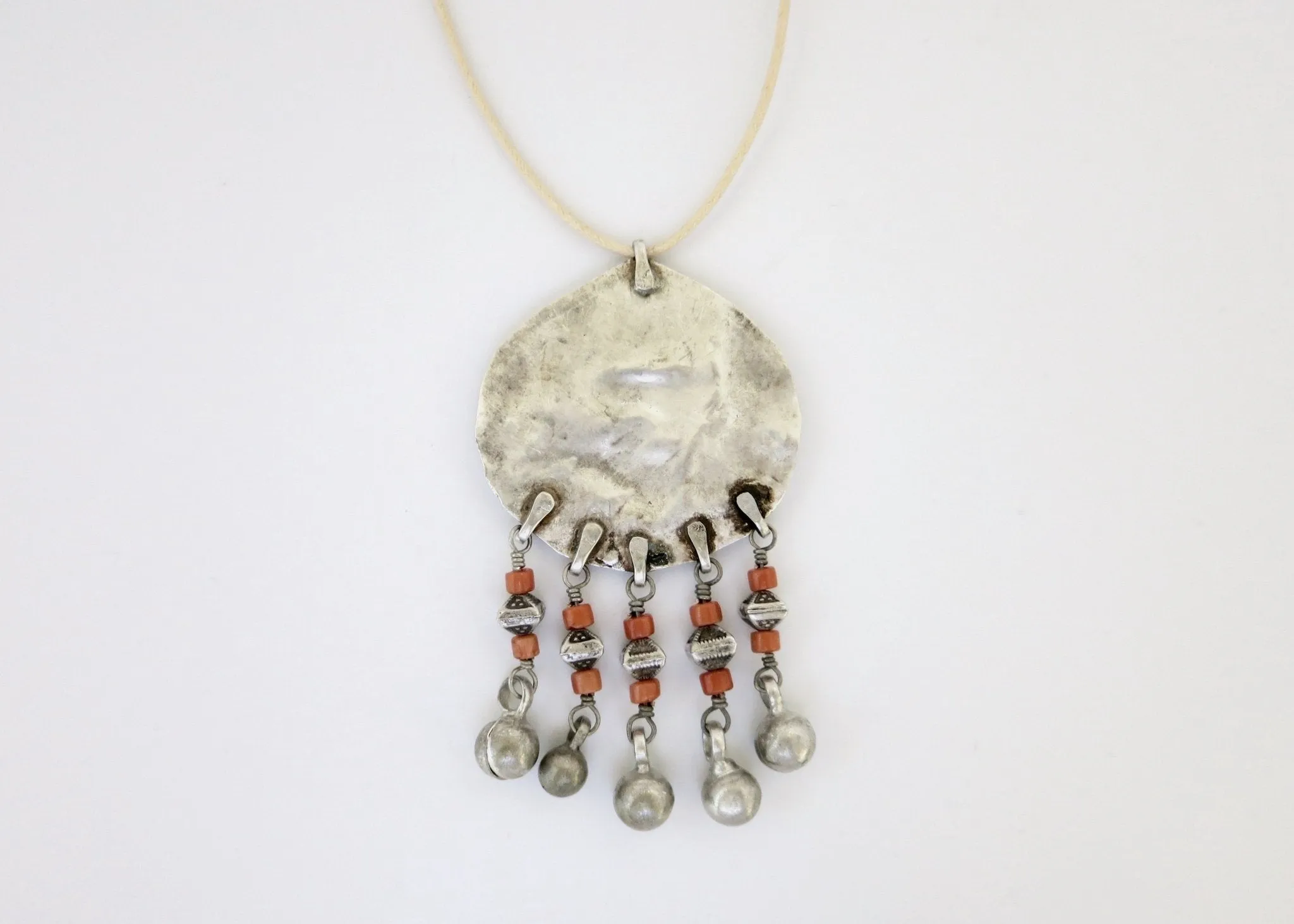 Stunning, coral-fringed, tribal pendant from Uzbekistan