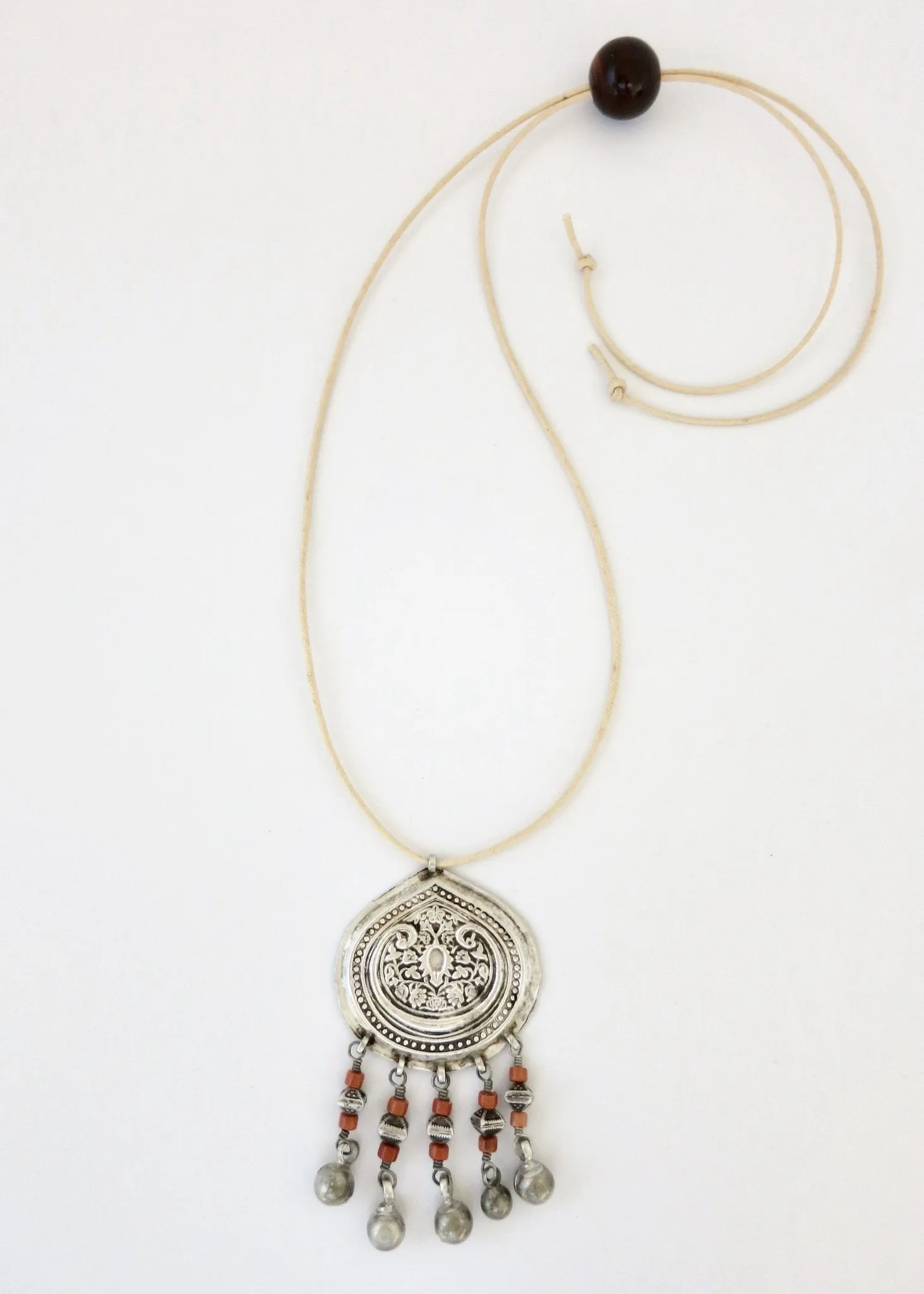Stunning, coral-fringed, tribal pendant from Uzbekistan