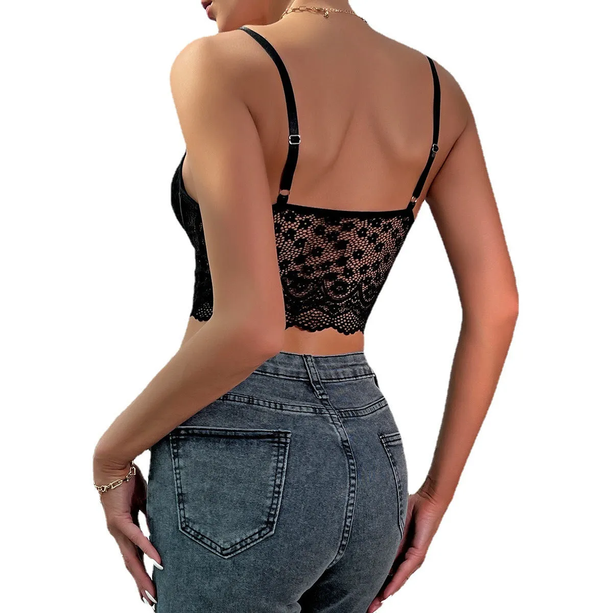 Summer Fashion Trends New Lace Metal Heart Hollow Street Style Short Navel VestK0130