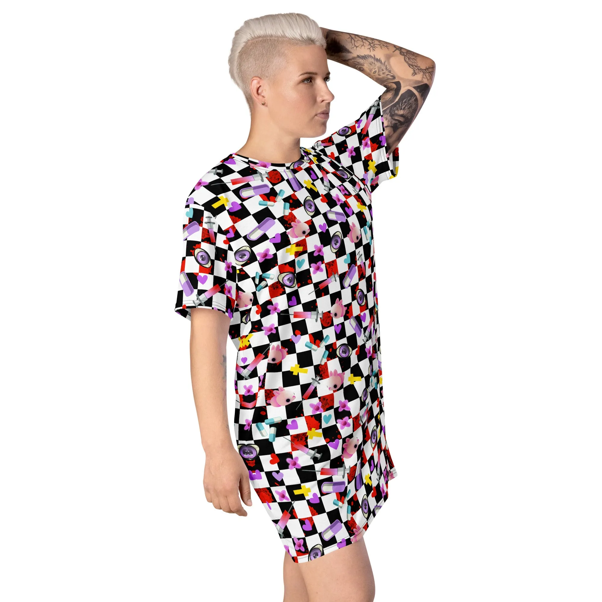 T-shirt dress, Checked Menhera