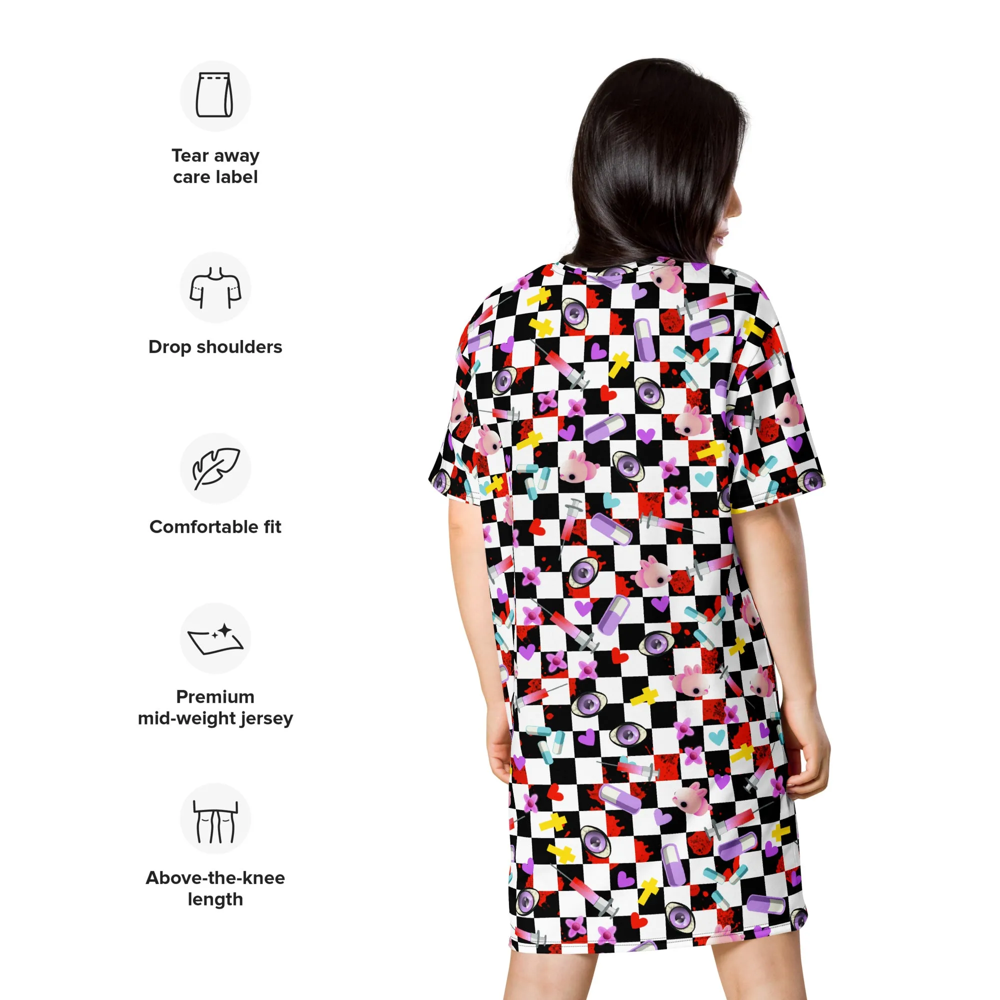 T-shirt dress, Checked Menhera