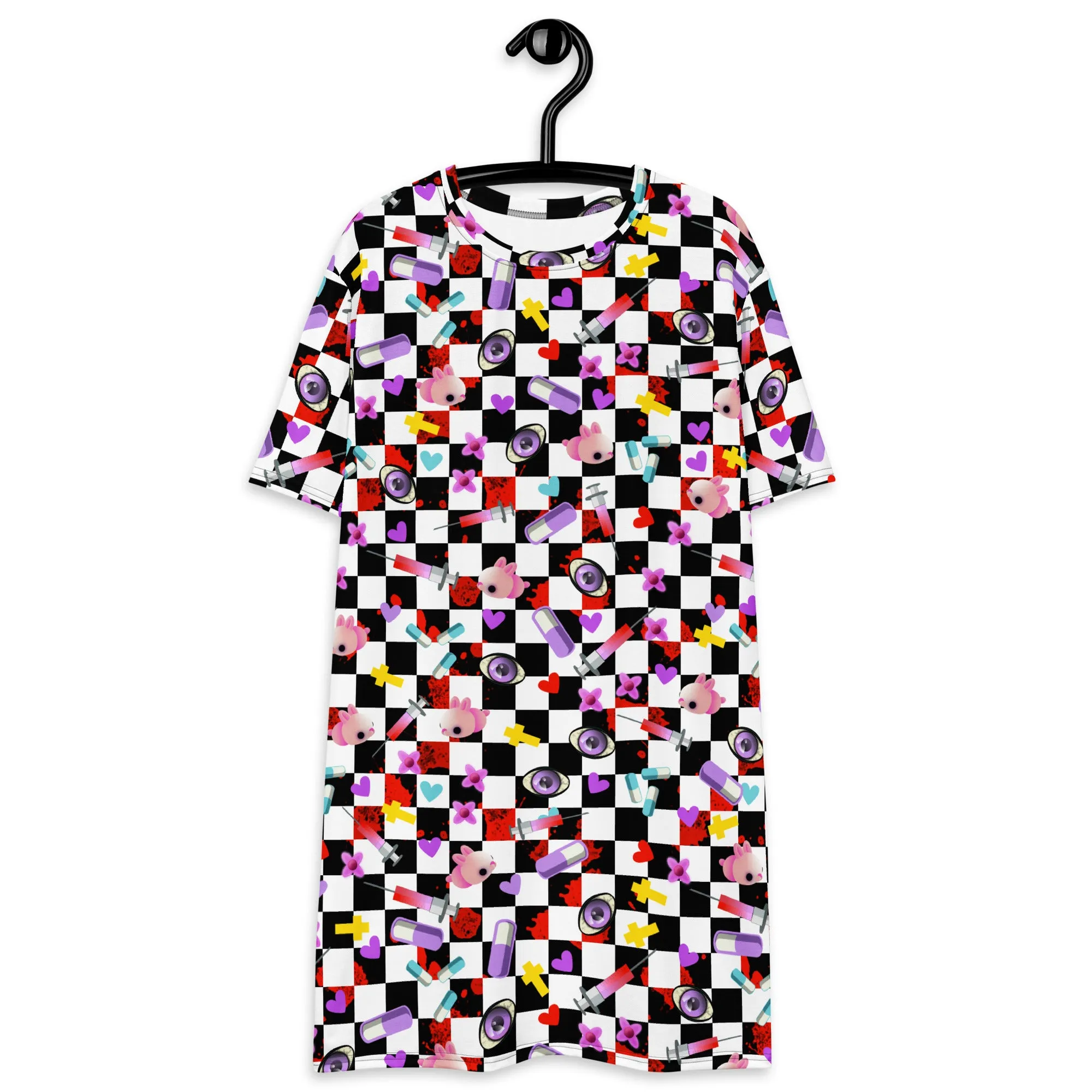 T-shirt dress, Checked Menhera
