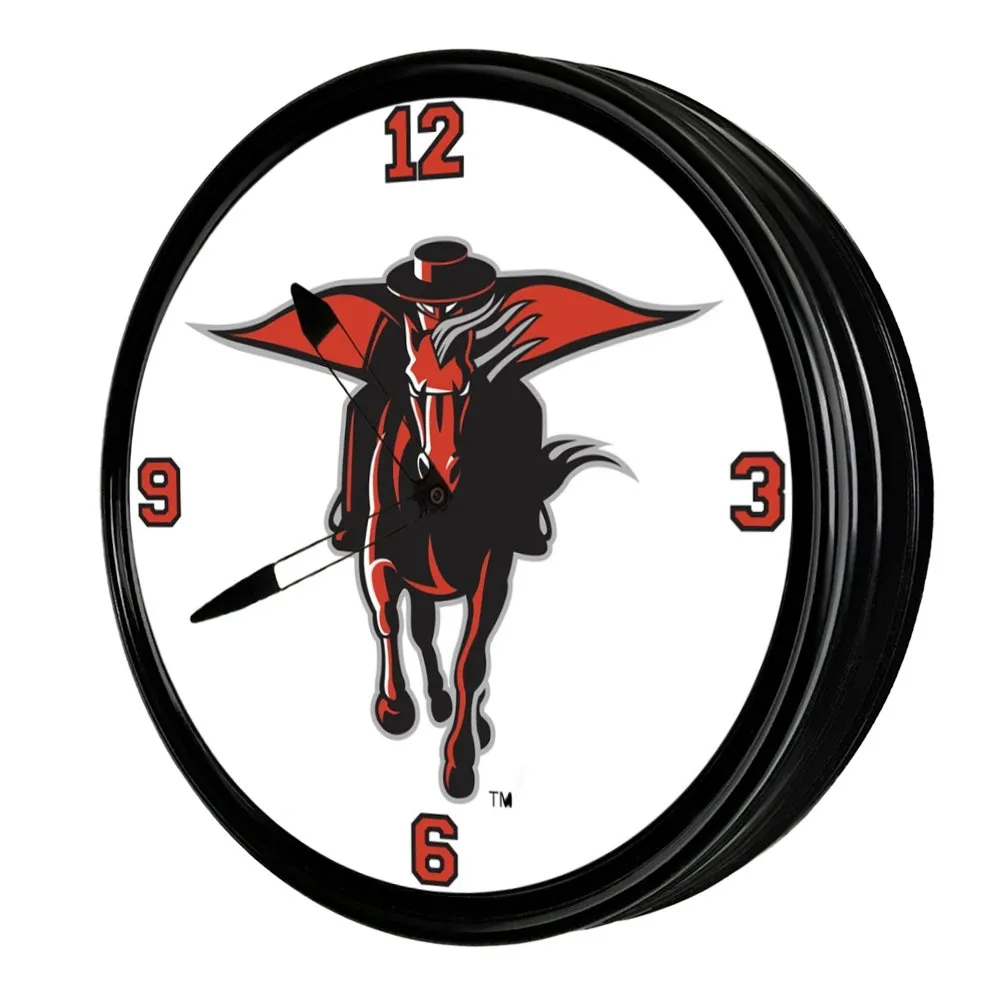 Texas Tech Red Raiders: Masked Rider - Retro Lighted Wall Clock