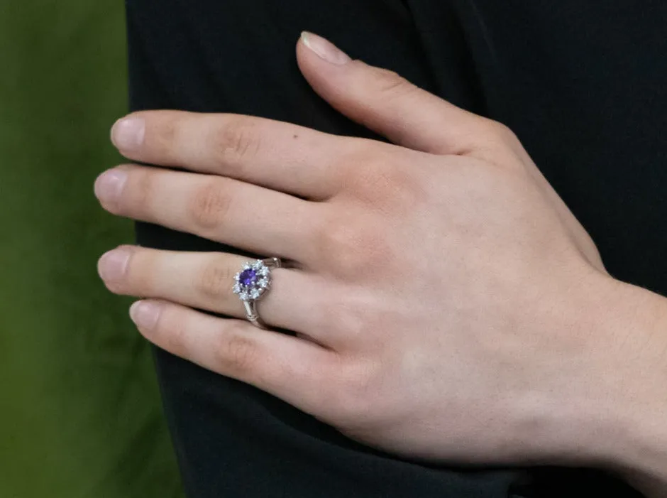 The Peverly Purple Sapphire and Diamond Ring in Platinum
