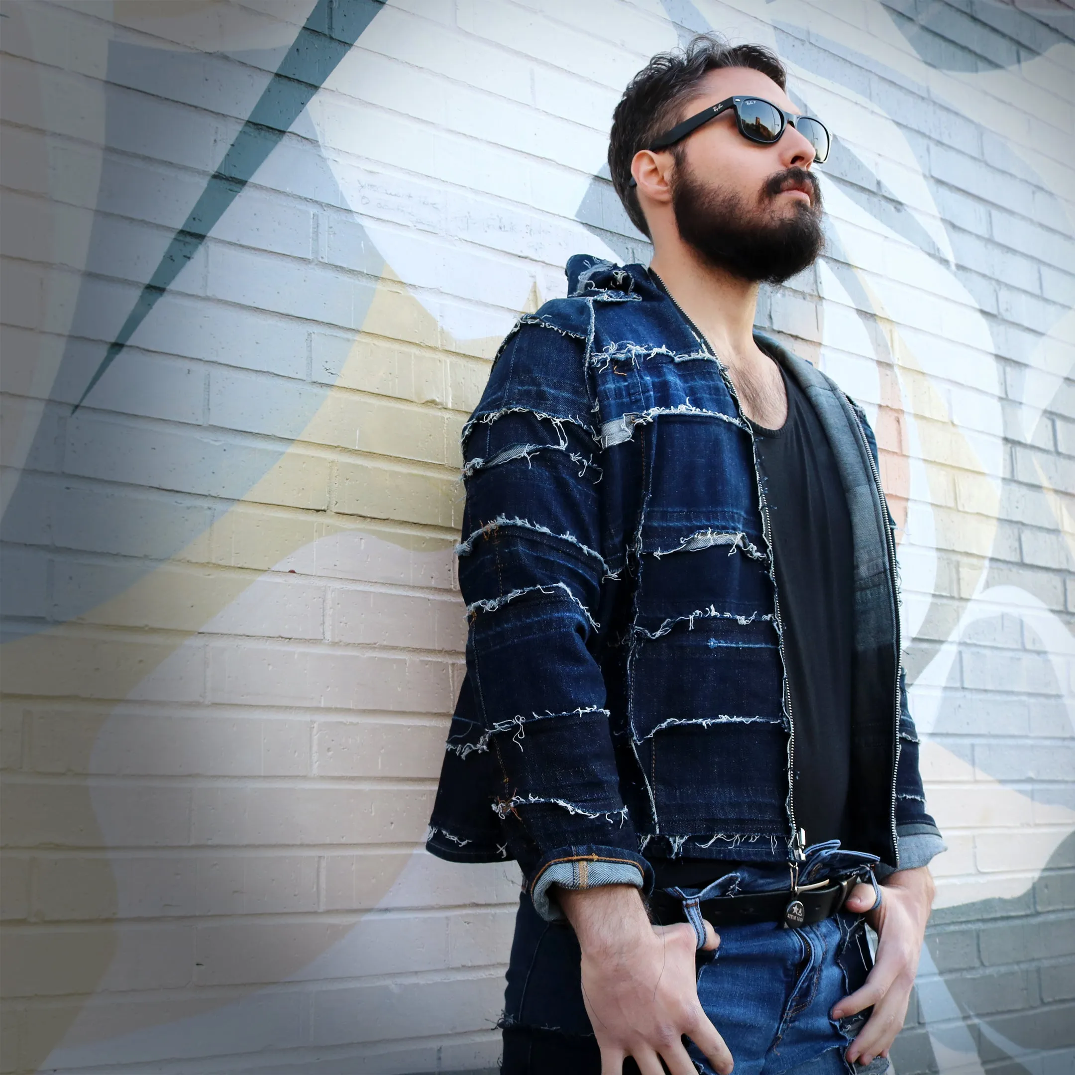 This Is How I Disappear- Reversible Denim Jacket with Hood