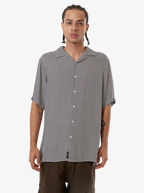 THRILLS AALTO BLOWING SHIRT HERITAGE WHITE/PURPLE PENNANT