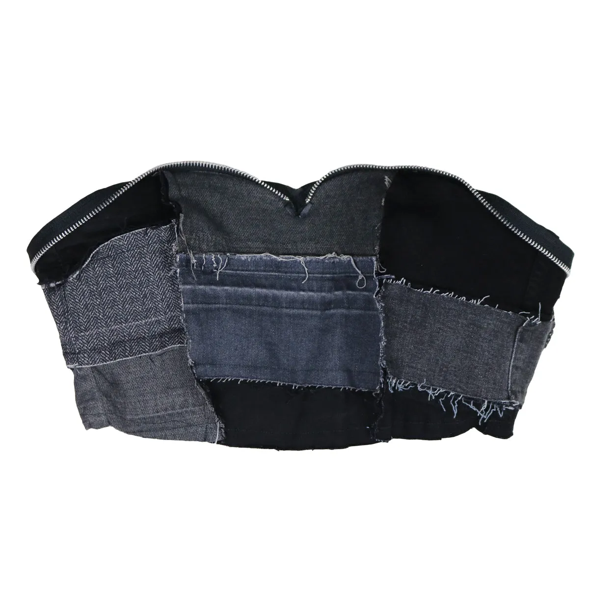 Tie Her Down - Upcycled Denim Corset Crop Top