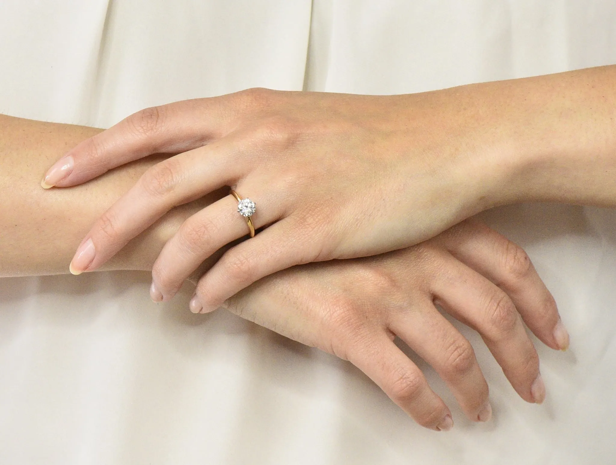 Tiffany & Co. Retro 1950's 1.08 CTW Diamond 18 Karat Gold Platinum Solitaire Engagement Ring GIA