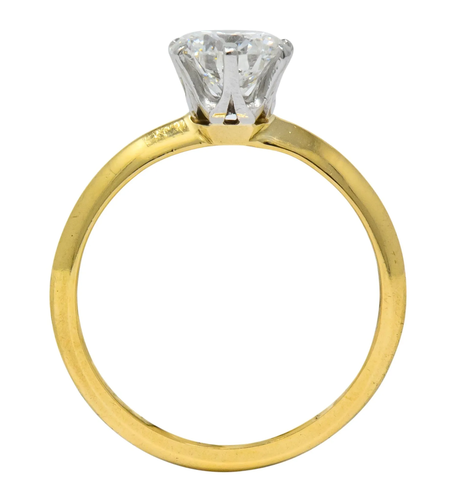 Tiffany & Co. Retro 1950's 1.08 CTW Diamond 18 Karat Gold Platinum Solitaire Engagement Ring GIA