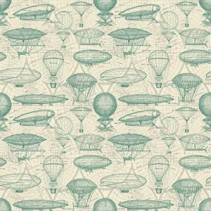 Time Travel by Blank Quilting AIRSHIP BLUEPRINT/IVORY