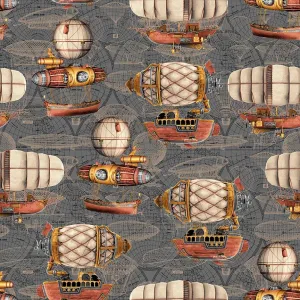 Time Travel by Blank Quilting AIRSHIPS/GRAY