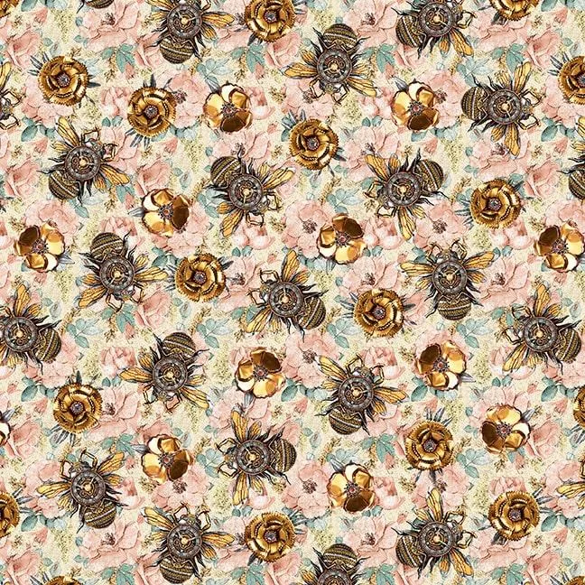 Time Travel by Blank Quilting BEES ON FLOWERS/PINK