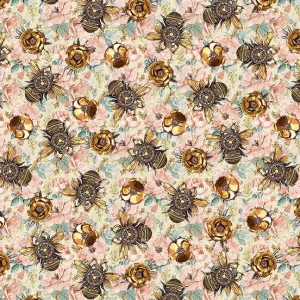 Time Travel by Blank Quilting BEES ON FLOWERS/PINK