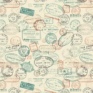 Time Travel by Blank Quilting POSTAL STAMPS/IVORY