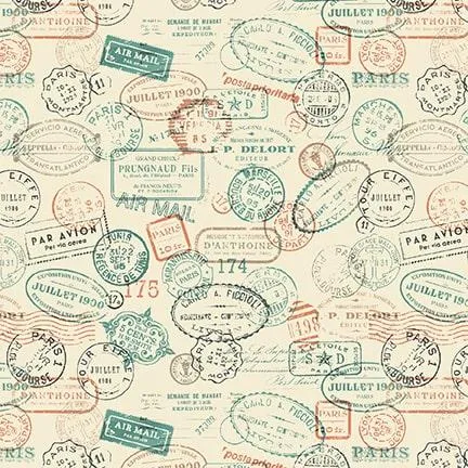Time Travel by Blank Quilting POSTAL STAMPS/IVORY