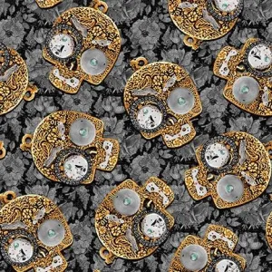 Time Travel by Blank Quilting  SKULLS/GRAY
