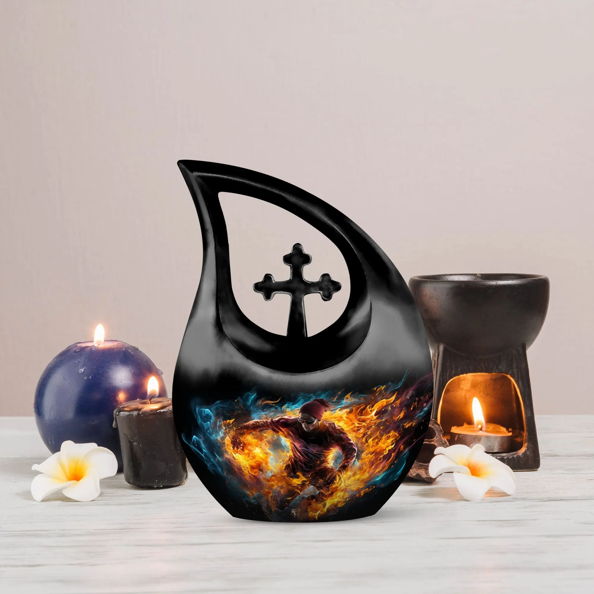 Tranquil Journey: Exquisite Football Urn for Endearing Memories