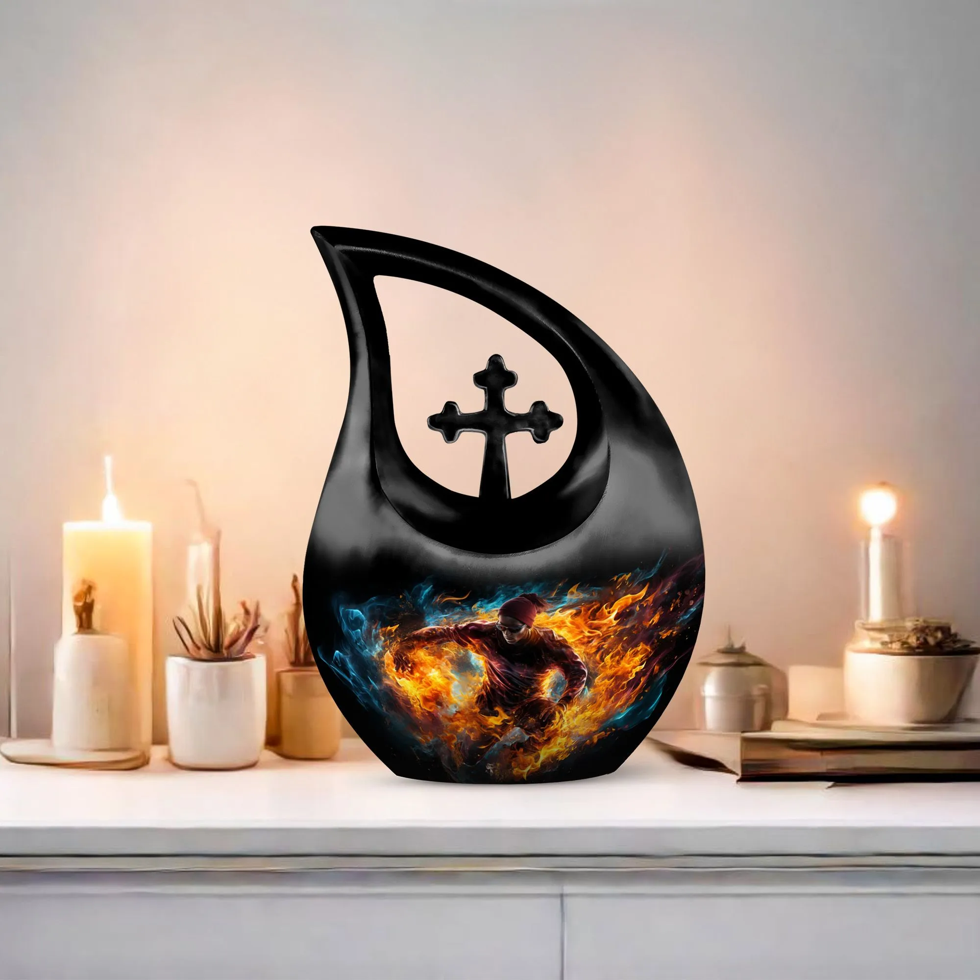 Tranquil Journey: Exquisite Football Urn for Endearing Memories
