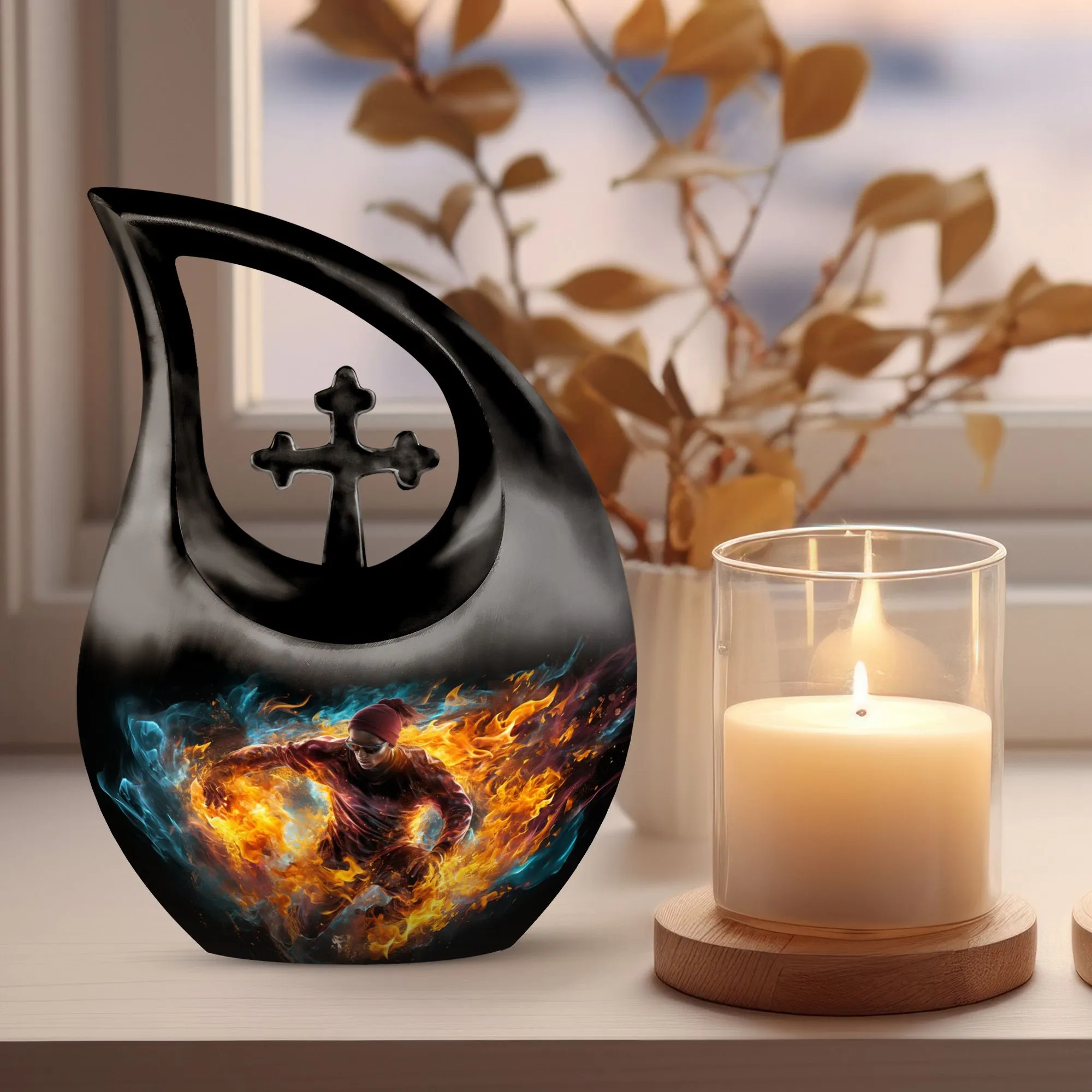 Tranquil Journey: Exquisite Football Urn for Endearing Memories