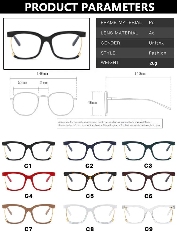 Trend Fashion Retro Square Anti Blue Light Women Glasses
