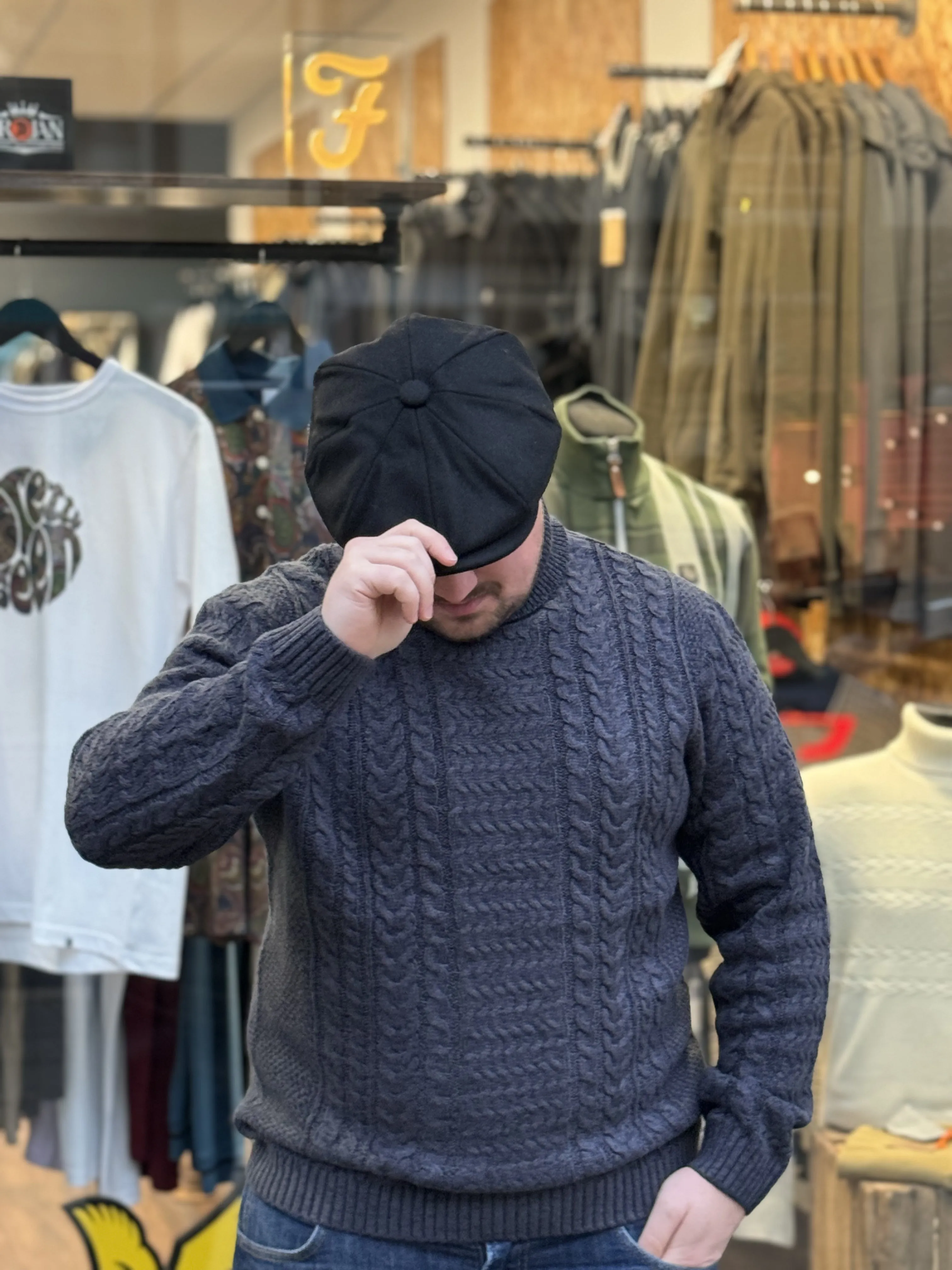 Tweed Newsboy Flat Cap Black