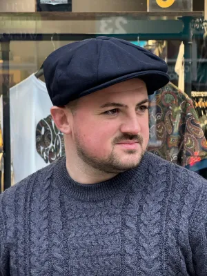 Tweed Newsboy Flat Cap Navy Blue