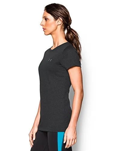 Under Armour Women's Tech T-Shirt, Carbon Heather/Metallic Silver, Large
