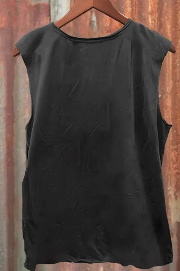 Unisex Death Fishing Print 100% Cotton Casual Tank Top