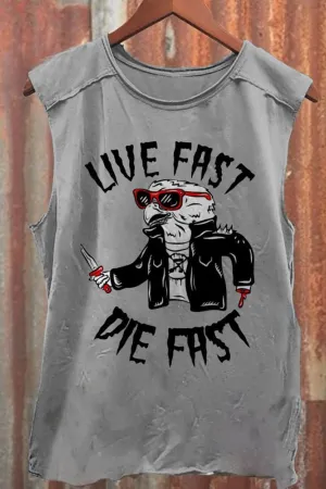 Unisex Live Fast Die Fast Print Casual Tank Top