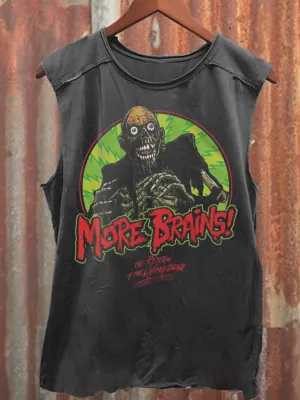 Unisex More Brains Print Casual 100% Cotton Tank Top