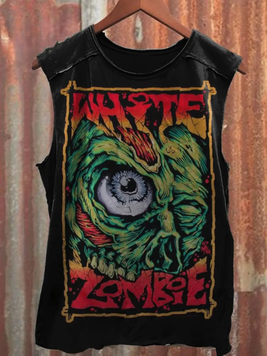Unisex Retro Rock Print 100% Cotton Casual Tank Top
