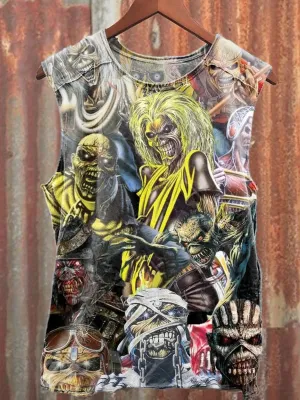 Unisex Retro Zombie Art Illustration Print Casual Tank Top