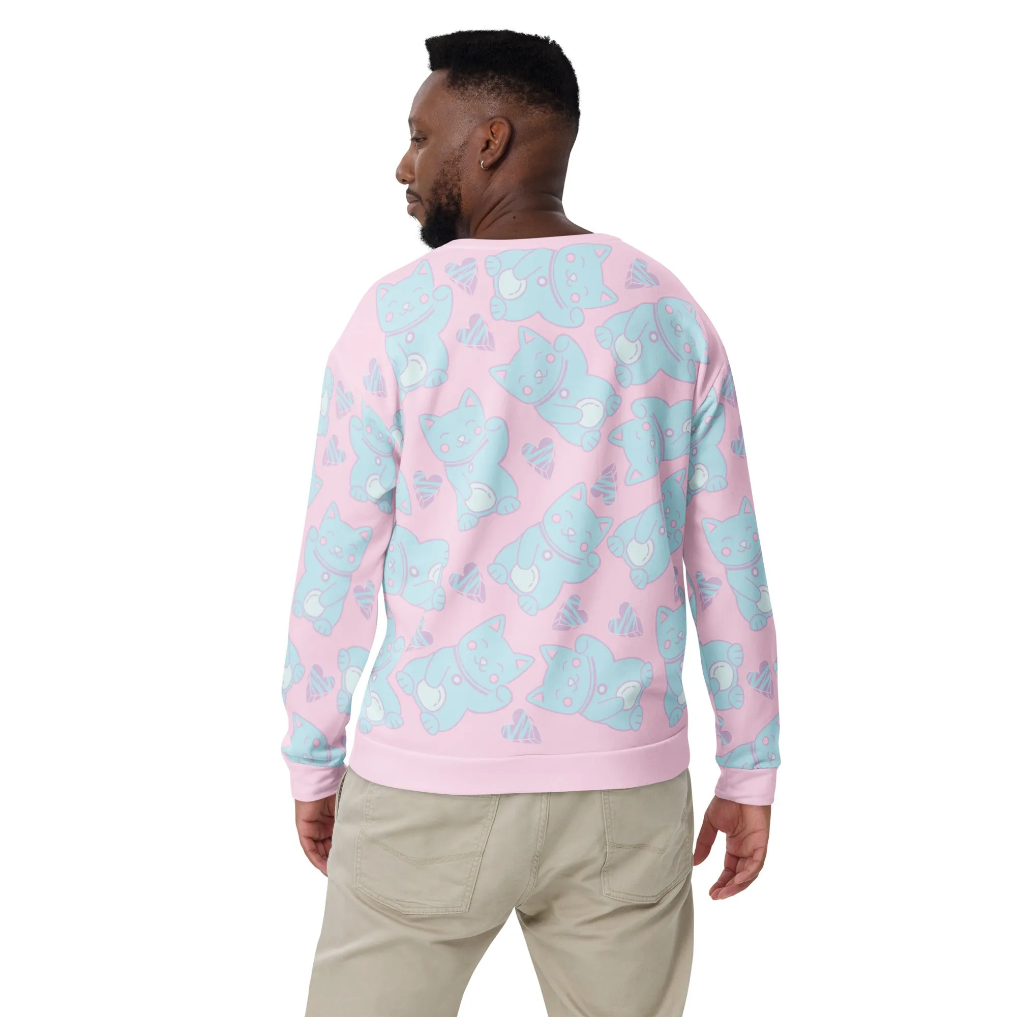 Unisex Sweatshirt, Kawaii Cats and Hearts