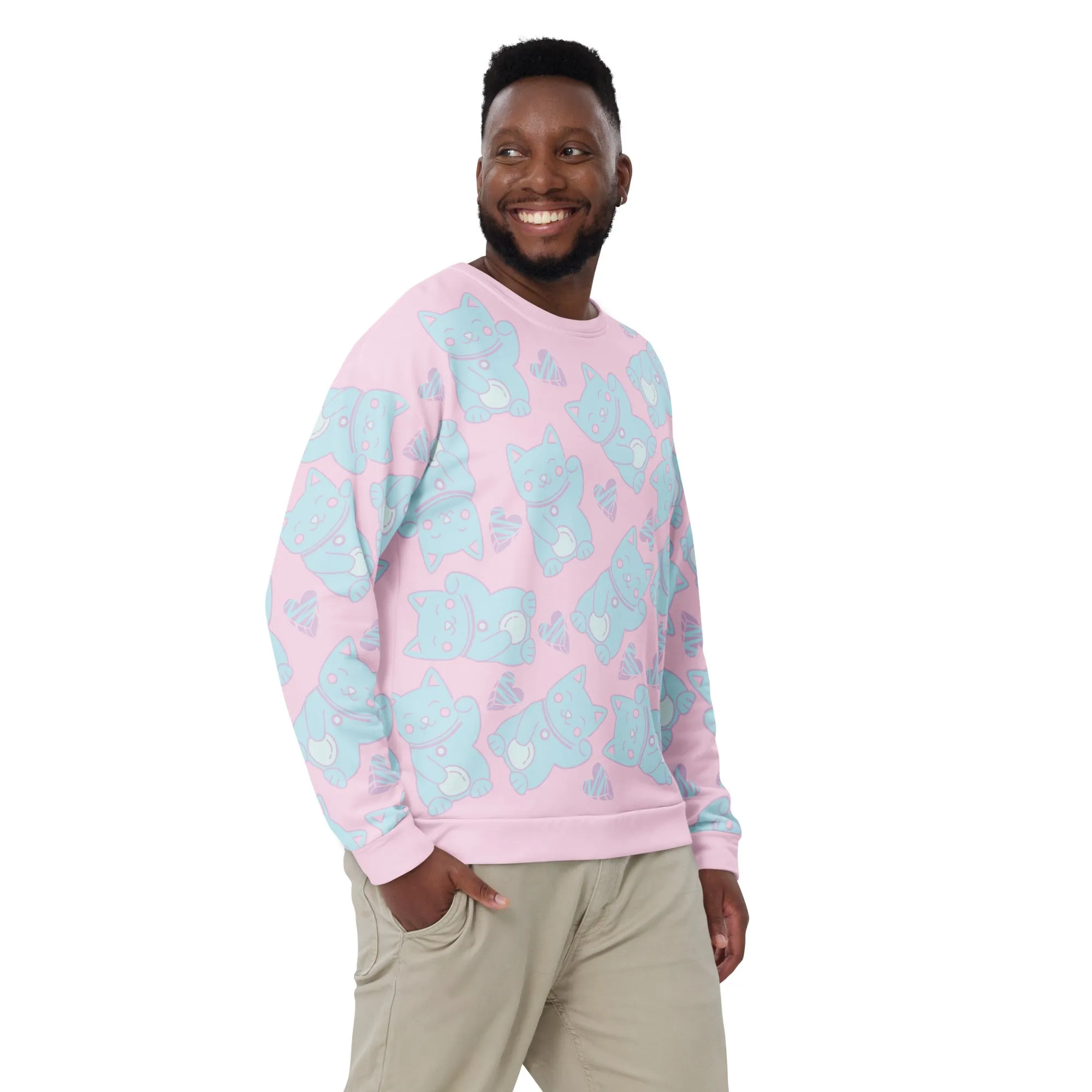 Unisex Sweatshirt, Kawaii Cats and Hearts
