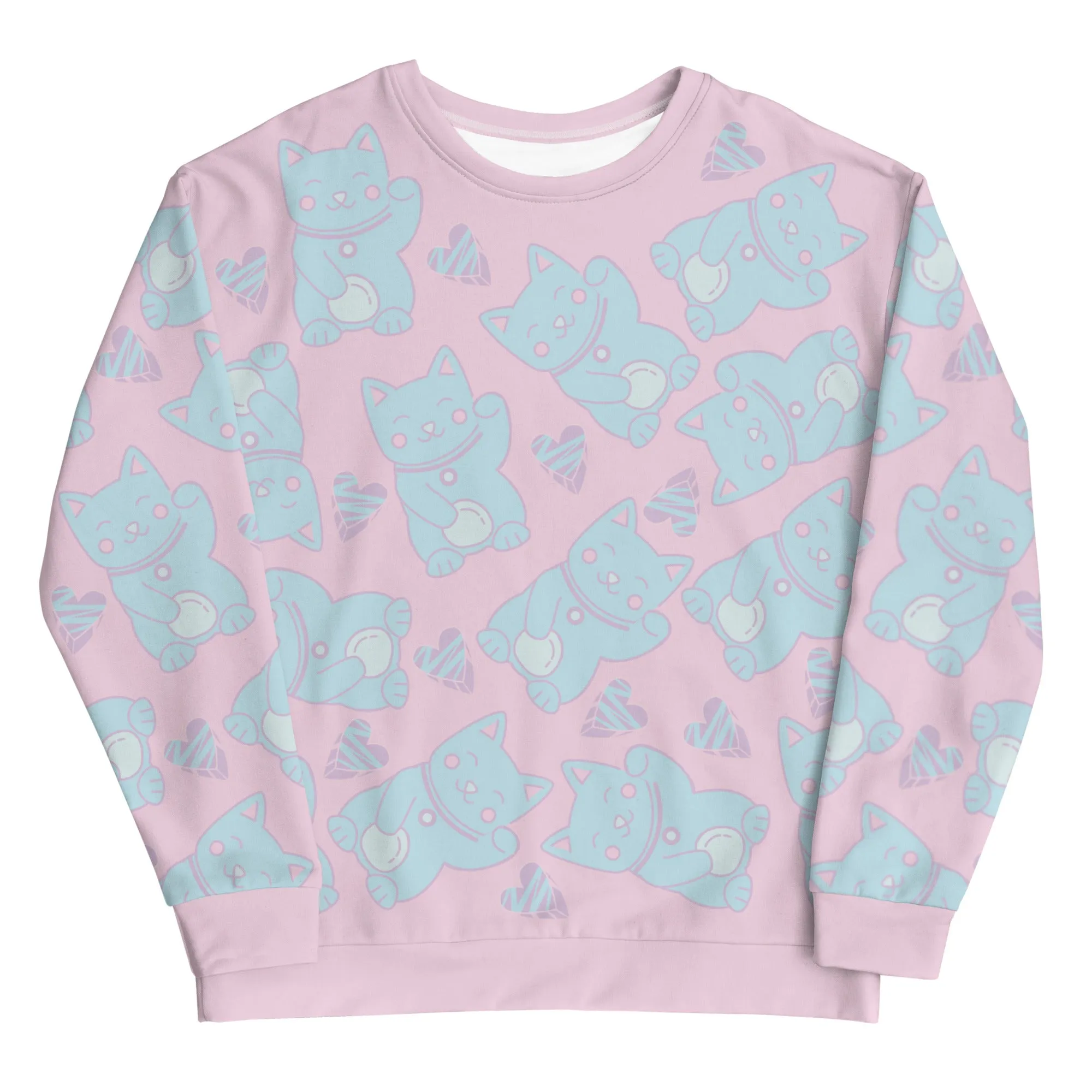 Unisex Sweatshirt, Kawaii Cats and Hearts