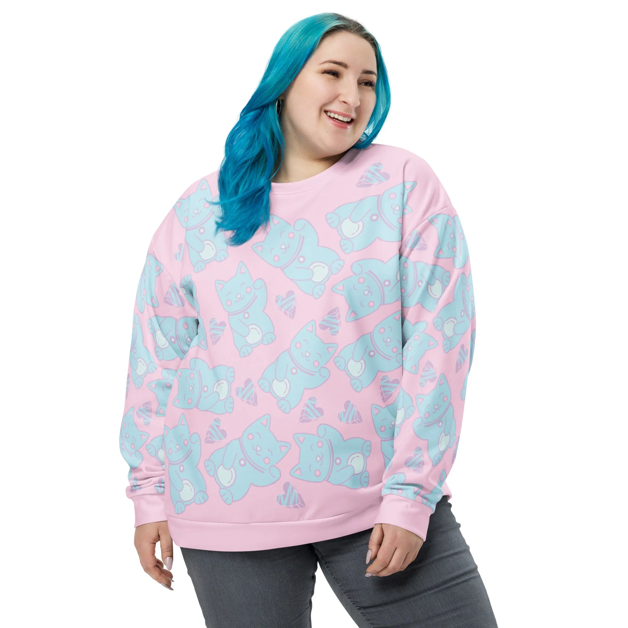 Unisex Sweatshirt, Kawaii Cats and Hearts